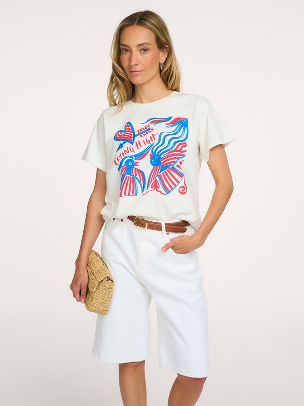 Lollys Laundry RomaLL Flying High Tee SS online kopen | Orangebag Ontdek de RomaLL Flying High Tee SS van Lollys Laundry bij Orangebag. Een wit katoenen T-shirt met een vrolijke, kleurrijke print. Shop nu online!