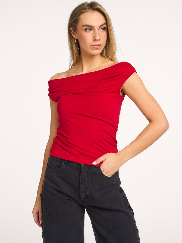 Ontdek de Hima jersey off shoulder top van Modstrom in de kleur Rood bij Orangebag. Op werkdagen voor 21:45 besteld, morgen in huis.