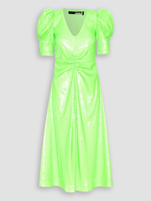 Ontdek de Sierina geweven neon jurk met pailletten van Rotate Birger Christensen in de kleur groen bij Orangebag. Op werkdagen voor 21:45 besteld, morgen in huis.