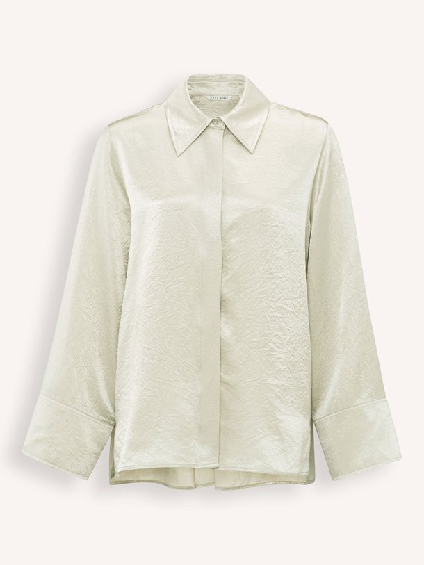Ontdek de Geweven glanzende blouse met kreuk-effect van Yaya in de kleur champagne bij Orangebag. Op werkdagen voor 21:45 besteld, morgen in huis.