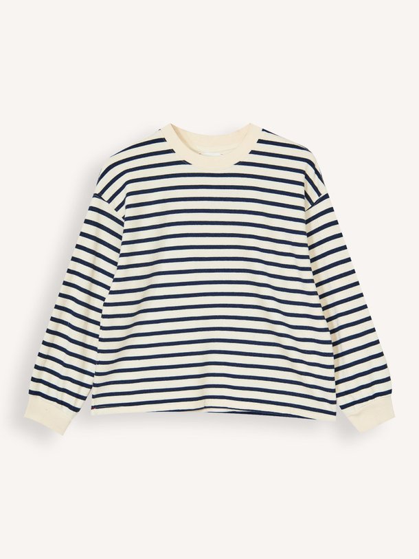 Ontdek de Honor katoenen gestreepte sweater van Xirena in de kleur Off-white bij Orangebag. Op werkdagen voor 21:45 besteld, morgen in huis.