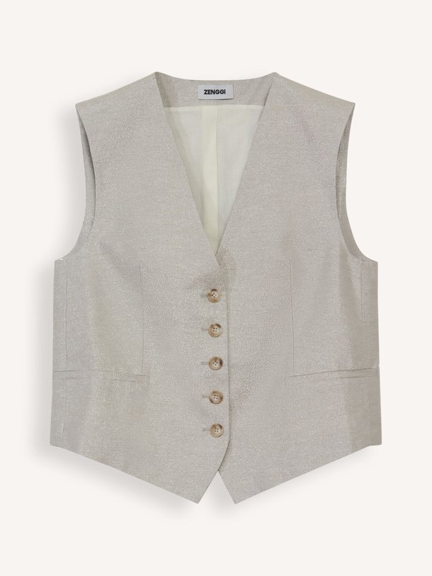 Ontdek de Katoen/linnenmix lurex gilet van Zenggi in de kleur lichtgrijs bij Orangebag. Op werkdagen voor 21:45 besteld, morgen in huis.