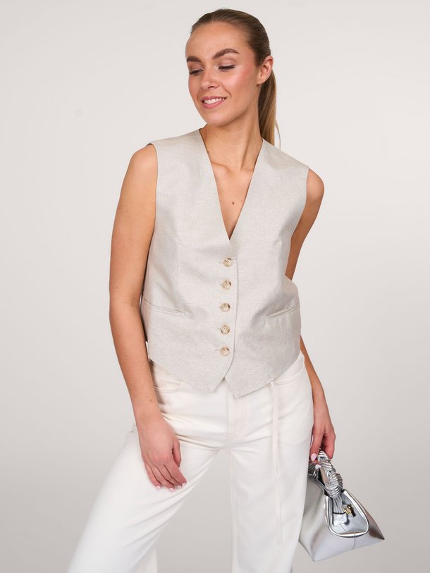 Ontdek de Katoen/linnenmix lurex gilet van Zenggi in de kleur lichtgrijs bij Orangebag. Op werkdagen voor 21:45 besteld, morgen in huis.