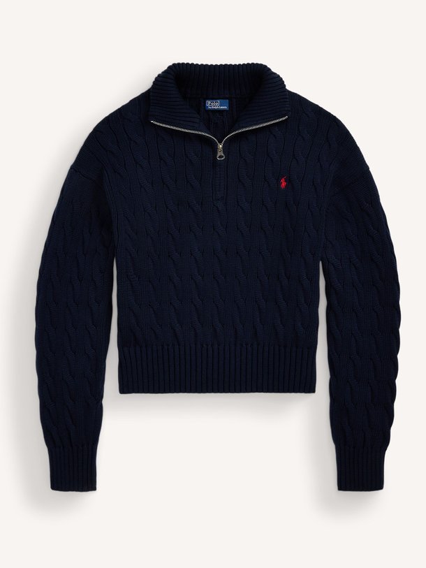 Ontdek de Katoenen half zip kabeltrui van Ralph Lauren in de kleur Donkerblauw bij Orangebag. Op werkdagen voor 21:45 besteld, morgen in huis.