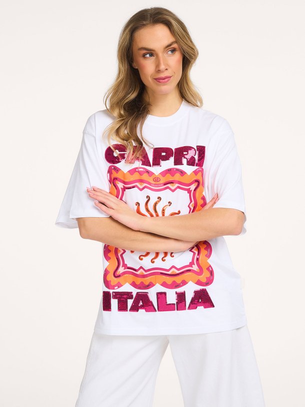 Ontdek de Raya organic cottonmix T-shirt met print van Goldbergh in de kleur Wit bij Orangebag. Op werkdagen voor 21:45 besteld, morgen in huis.