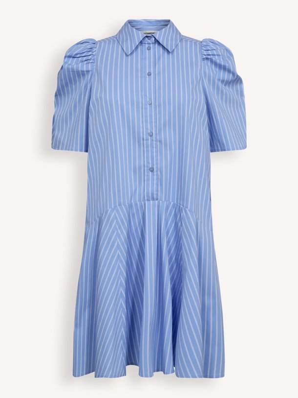 Ontdek de Mica katoenmix jurk met gestreept dessin van Co'Couture in de kleur blauw bij Orangebag. Op werkdagen voor 21:45 besteld, morgen in huis.