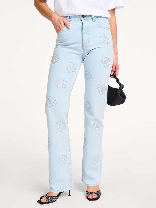 Ontdek de High waist straight fit non-stretch jeans van Rotate Birger Christensen in de kleur lichtblauw bij Orangebag. Op werkdagen voor 21:45 besteld, morgen in huis.