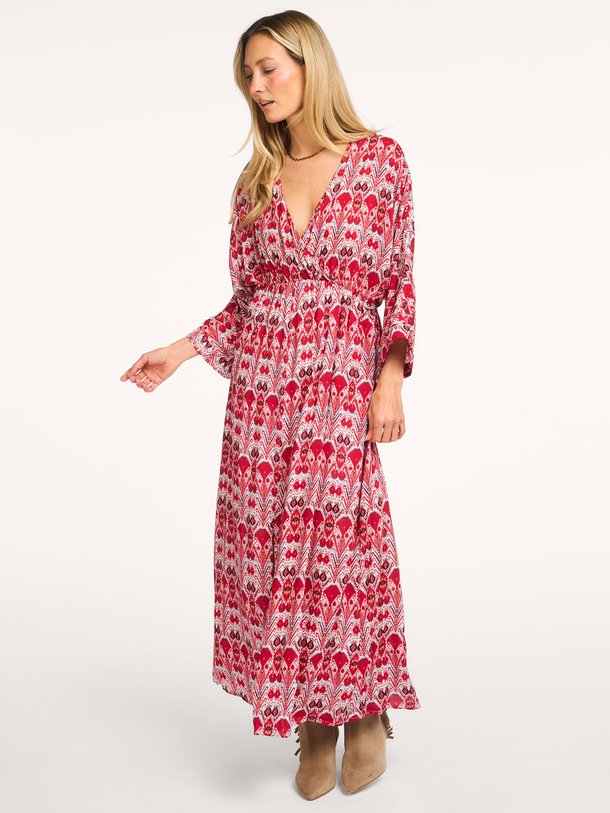 Ontdek de Dacre viscose maxi jurk met print van La Fee Maraboutee in de kleur Rood bij Orangebag. Op werkdagen voor 21:45 besteld, morgen in huis.