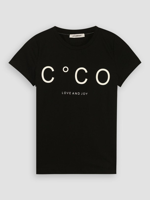 Ontdek de Coco Signature katoenmix logo T-shirt van Co'Couture in de kleur zwart bij Orangebag. Op werkdagen voor 21:45 besteld, morgen in huis.