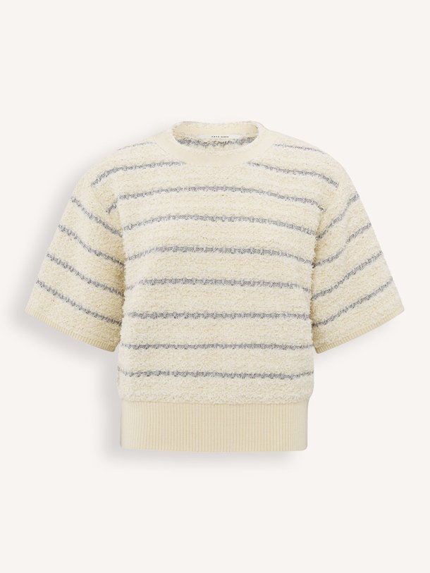 Ontdek de Viscosemix bouclé top met gestreept dessin van Yaya in de kleur off-white bij Orangebag. Op werkdagen voor 21:45 besteld, morgen in huis.