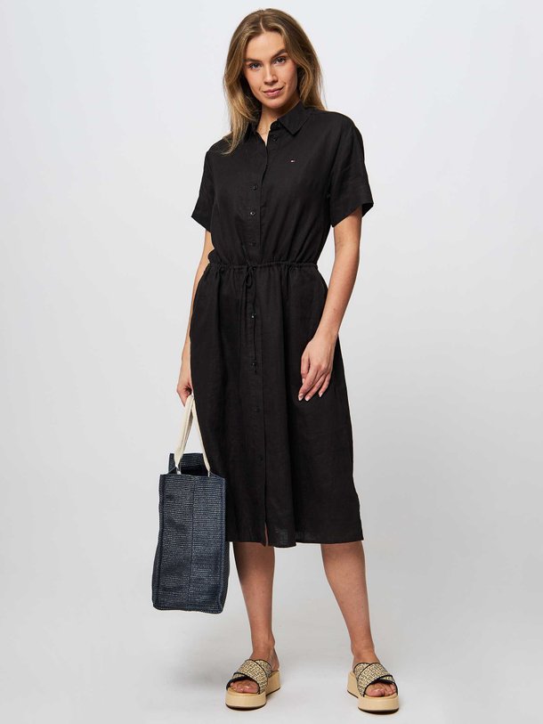 Ontdek de Linnen doorknoopjurk van Tommy Hilfiger in de kleur zwart bij Orangebag. Op werkdagen voor 21:45 besteld, morgen in huis.