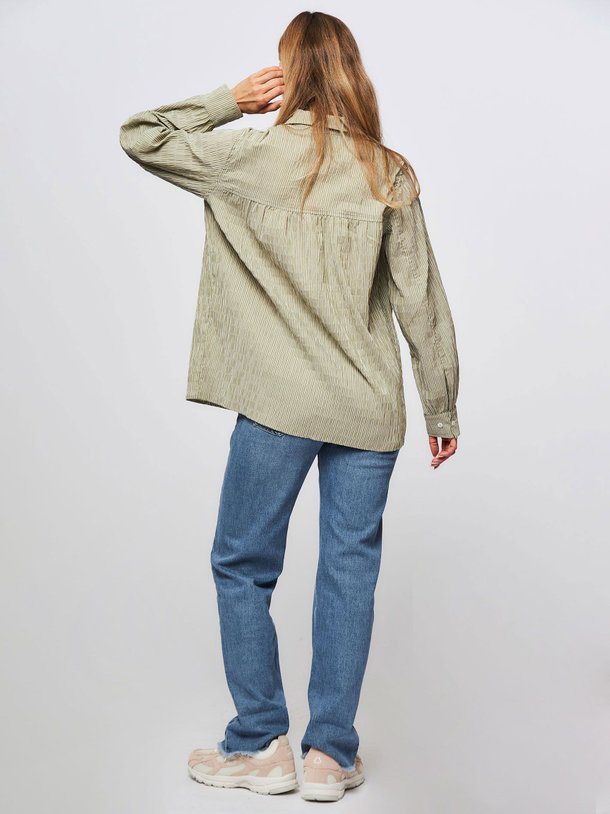 Ontdek de Vinny katoenmix blouse met gestreept dessin van Mads Norgaard in de kleur groen bij Orangebag. Op werkdagen voor 21:45 besteld, morgen in huis.