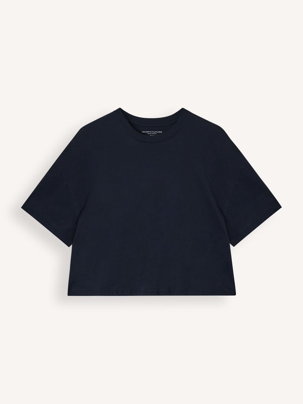 Ontdek de M007 organic cotton T-shirt van Majestic Filatures in de kleur Donkerblauw bij Orangebag. Op werkdagen voor 21:45 besteld, morgen in huis.