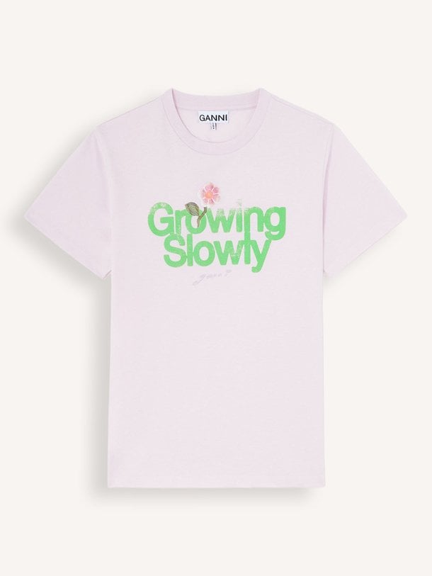 Ontdek de Organic cotton T-shirt van Ganni in de kleur Lichtroze bij Orangebag. Op werkdagen voor 21:45 besteld, morgen in huis.