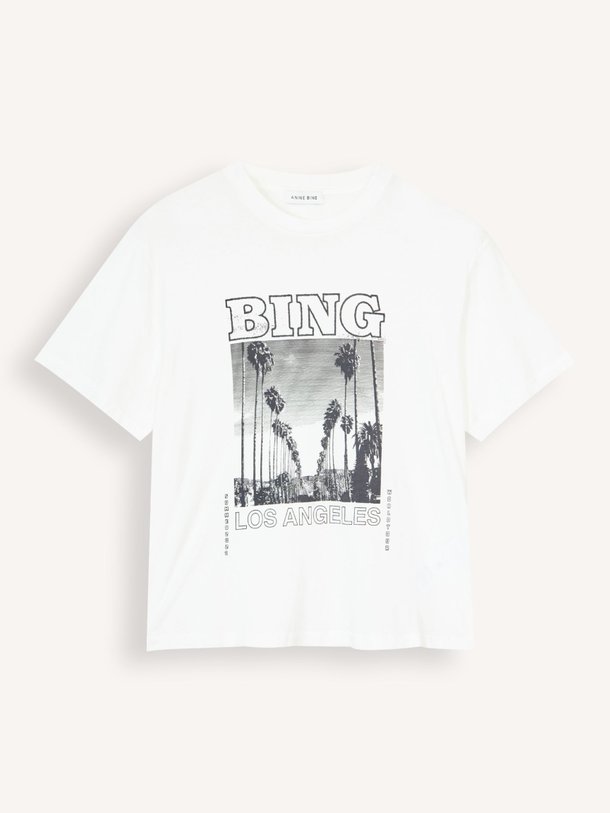 Ontdek de Louis katoenen T-shirt met print van Anine Bing in de kleur Off-white bij Orangebag. Op werkdagen voor 21:45 besteld, morgen in huis.