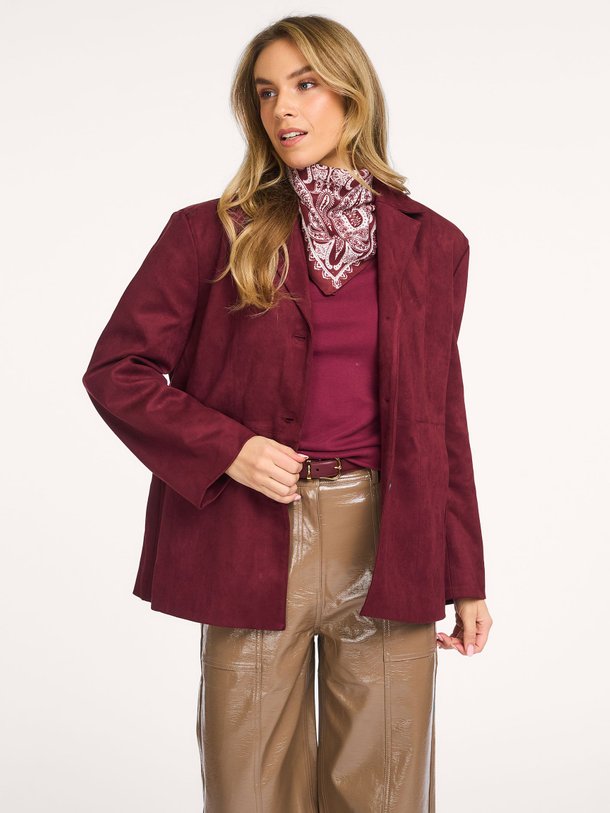Ontdek de Nymphalis suède blazer van Frnch in de kleur Aubergine bij Orangebag. Op werkdagen voor 21:45 besteld, morgen in huis.