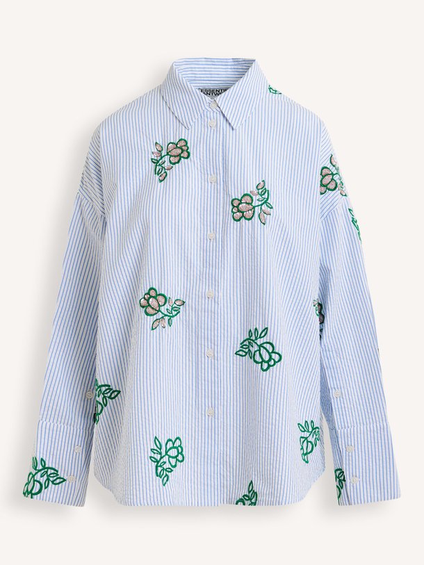 Ontdek de Jalinki katoenen gestreepte blouse van Essentiel Antwerp in de kleur Lichtblauw bij Orangebag. Op werkdagen voor 21:45 besteld, morgen in huis.
