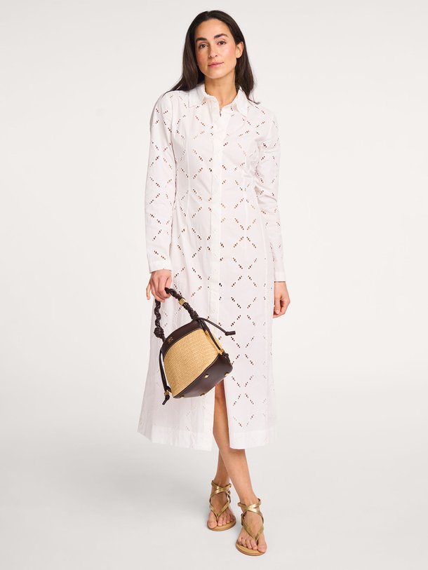 Ontdek de Katoenmix jurk met broderie van Semicouture in de kleur wit bij Orangebag. Op werkdagen voor 21:45 besteld, morgen in huis.