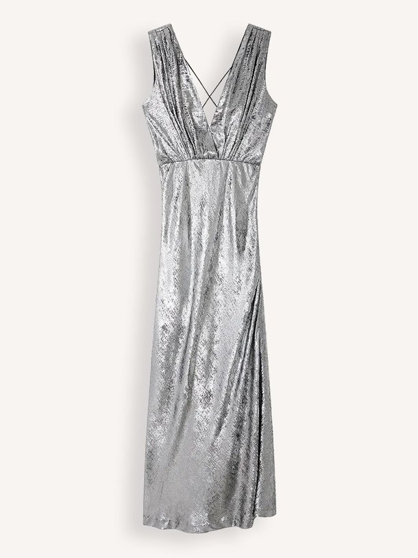 Ontdek de Sambi geweven metallic maxi jurk van Mes Demoiselles in de kleur zilverkleur bij Orangebag. Op werkdagen voor 21:45 besteld, morgen in huis.