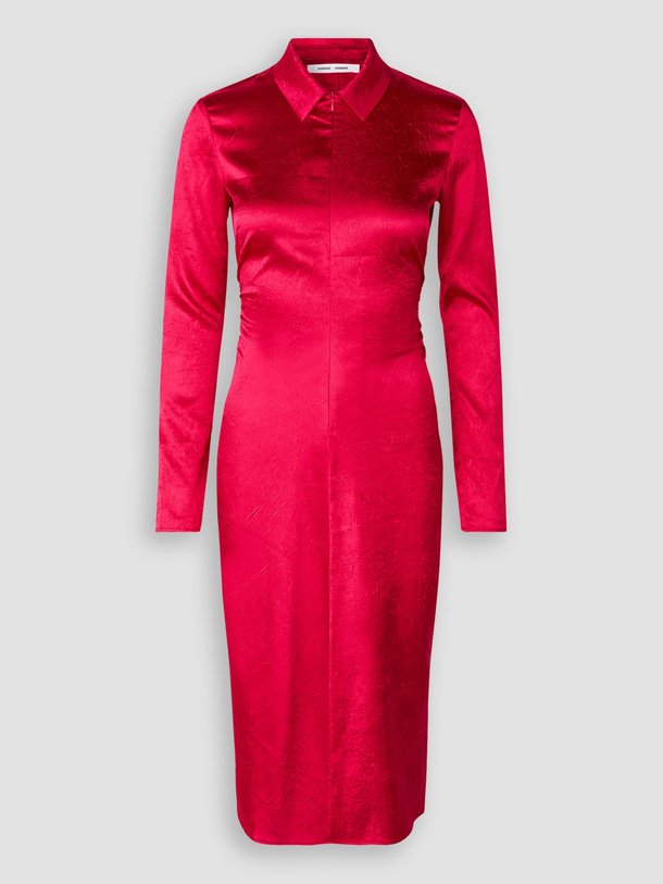 Ontdek de Ivana geweven glanzende jurk met structuur van Samsoe Samsoe in de kleur fuchsia bij Orangebag. Op werkdagen voor 21:45 besteld, morgen in huis.