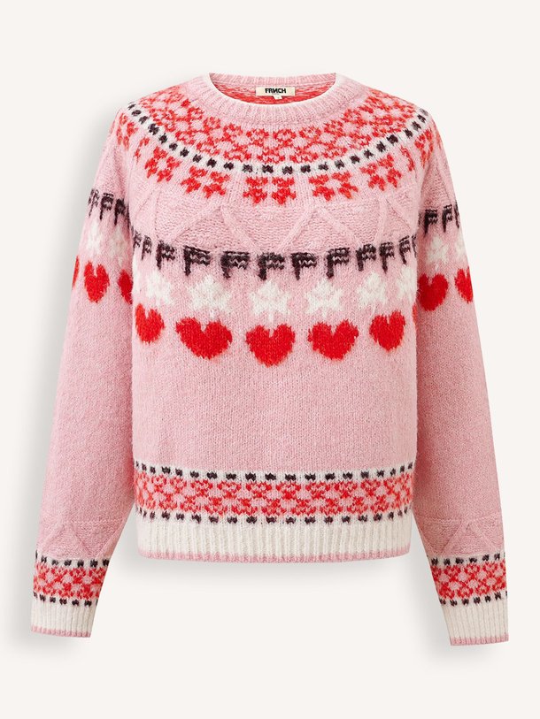 Ontdek de Alouette wolmix trui met dessin van Frnch in de kleur Roze bij Orangebag. Op werkdagen voor 21:45 besteld, morgen in huis.