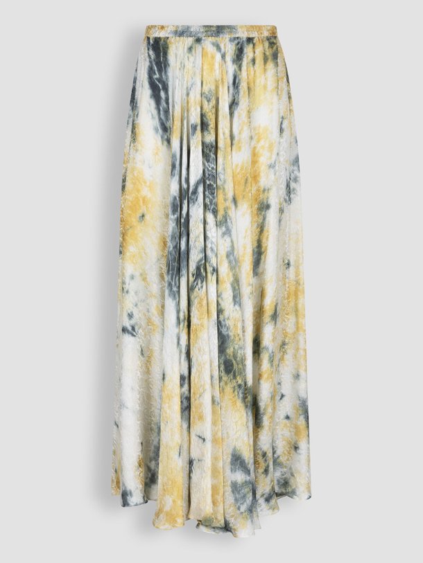 Ontdek de Ina viscose A-lijn rok met dessin van Mes Demoiselles in de kleur okergeel bij Orangebag. Op werkdagen voor 21:45 besteld, morgen in huis.