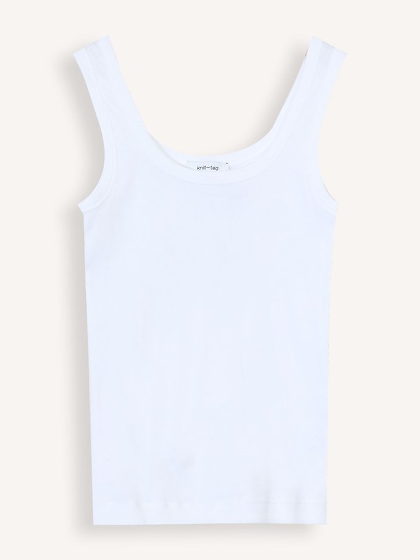 Ontdek de Evi katoenmix rib tanktop van Knit-ted in de kleur Wit bij Orangebag. Op werkdagen voor 21:45 besteld, morgen in huis.