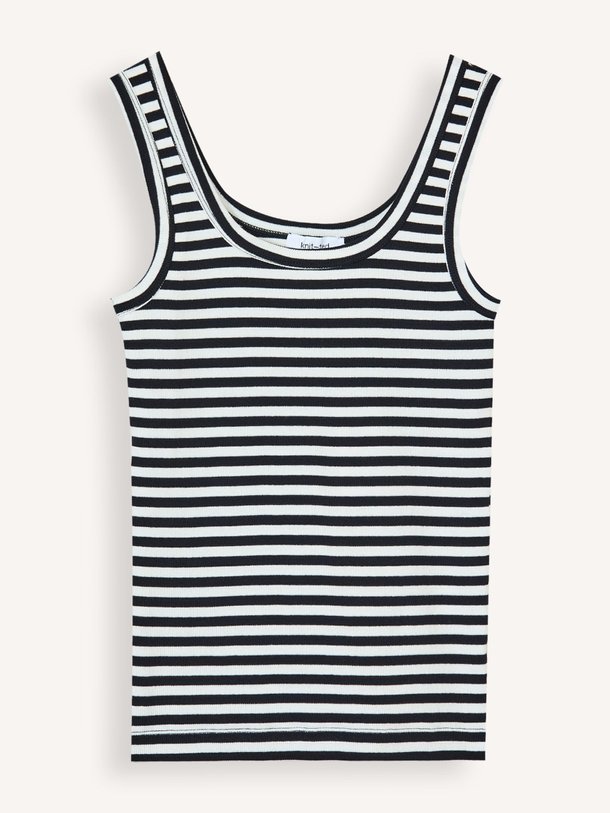 Ontdek de Evi katoenmix gestreepte rib tanktop van Knit-ted in de kleur Off-white bij Orangebag. Op werkdagen voor 21:45 besteld, morgen in huis.