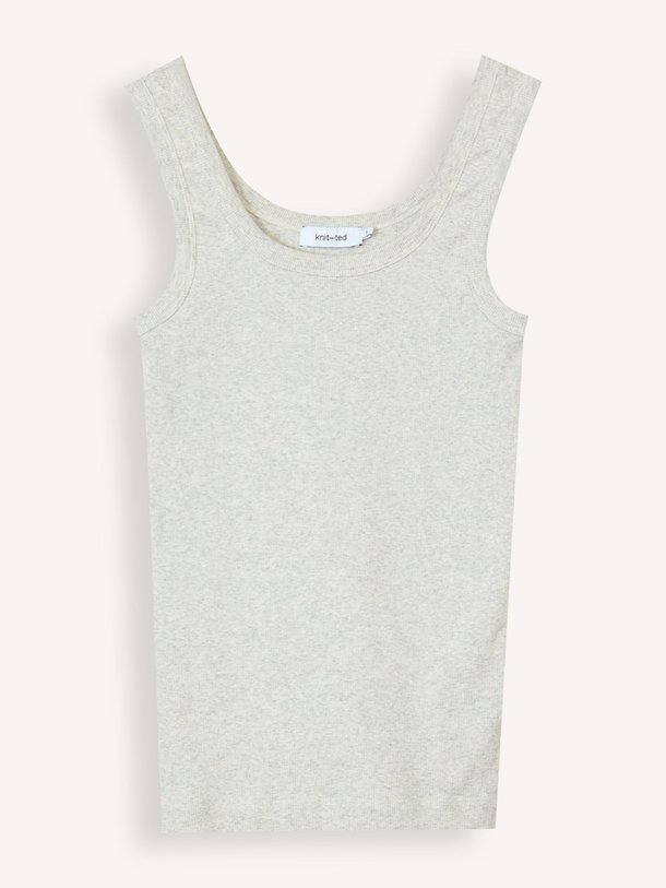 Ontdek de Evi katoenmix gemêleerde rib tanktop van Knit-ted in de kleur Lichtgrijs bij Orangebag. Op werkdagen voor 21:45 besteld, morgen in huis.