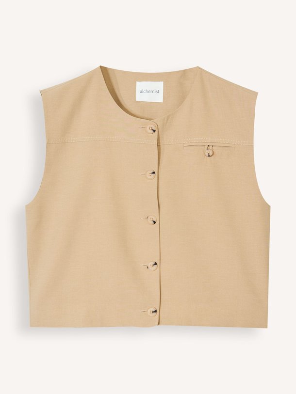Ontdek de Masey lyocellmix gilet van Alchemist in de kleur Zand bij Orangebag. Op werkdagen voor 21:45 besteld, morgen in huis.