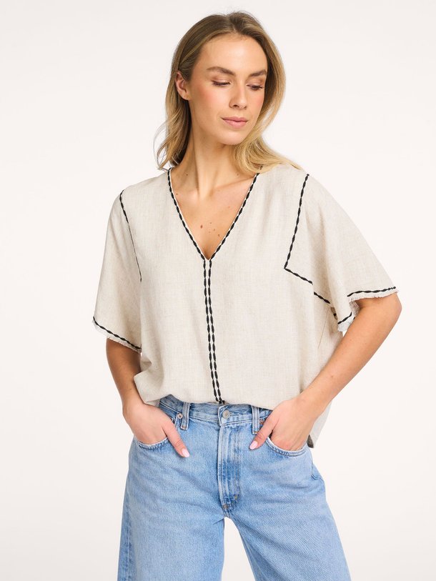 Ontdek de Noor viscose/linnenmix top met borduursel van Knit-ted in de kleur Ecru bij Orangebag. Op werkdagen voor 21:45 besteld, morgen in huis.