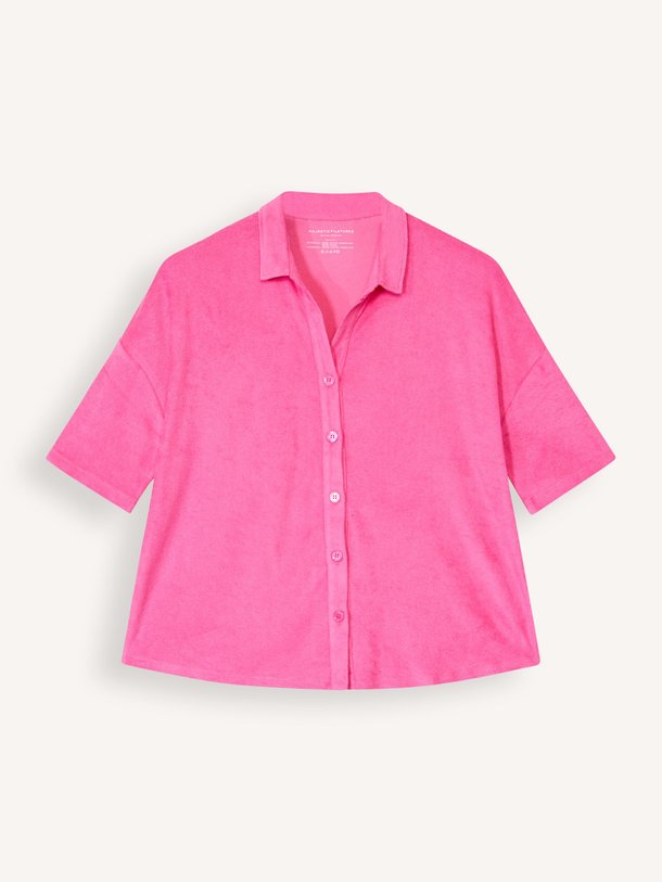 Ontdek de M242 Katoen/modalmix badstof blouse van Majestic Filatures in de kleur roze bij Orangebag. Op werkdagen voor 21:45 besteld, morgen in huis.