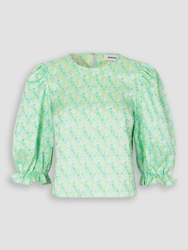 Ontdek de Dorian geweven top met dessin van Modstrom in de kleur lichtgroen bij Orangebag. Op werkdagen voor 21:45 besteld, morgen in huis.