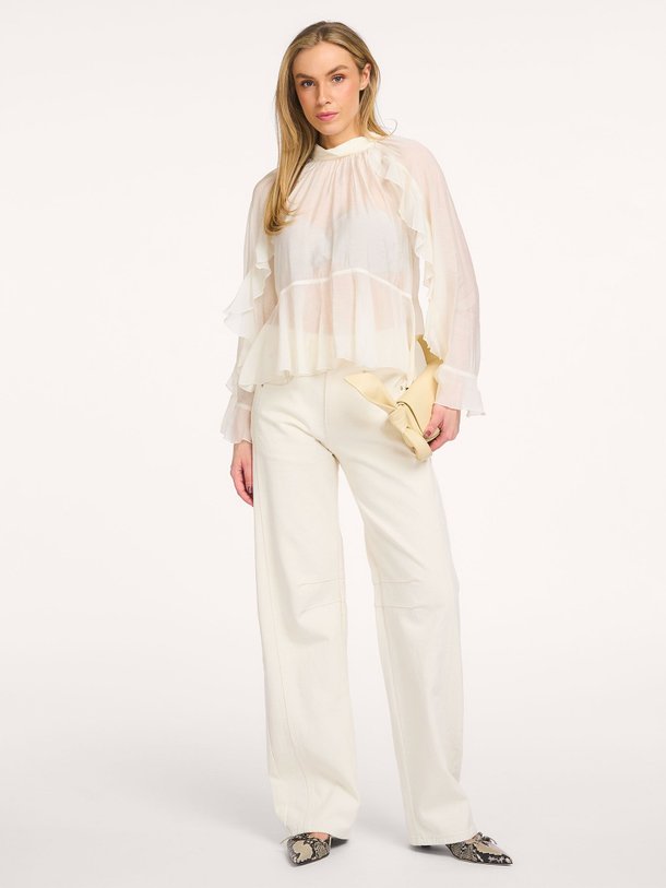 Ontdek de Naje viscosemix top met ruches van Second Female in de kleur Off-white bij Orangebag. Op werkdagen voor 21:45 besteld, morgen in huis.