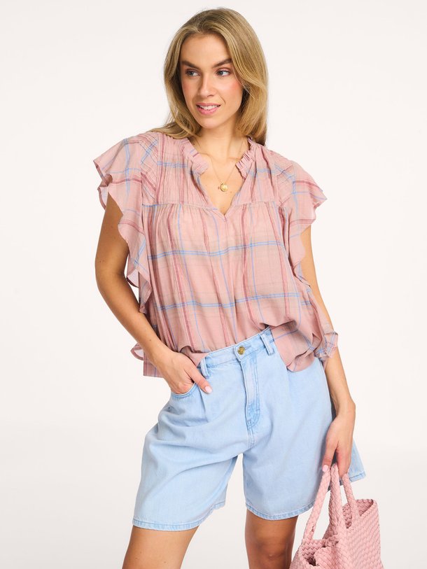 Ontdek de Danee organic cotton geruite top van By-Bar in de kleur Oud roze bij Orangebag. Op werkdagen voor 21:45 besteld, morgen in huis.