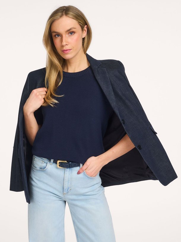 Ontdek de Katoenmix trui van Yaya in de kleur Donkerblauw bij Orangebag. Op werkdagen voor 21:45 besteld, morgen in huis.