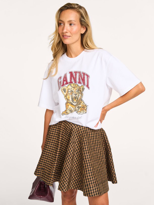 Ontdek de Organic cotton T-shirt met print van Ganni in de kleur Wit bij Orangebag. Op werkdagen voor 21:45 besteld, morgen in huis.