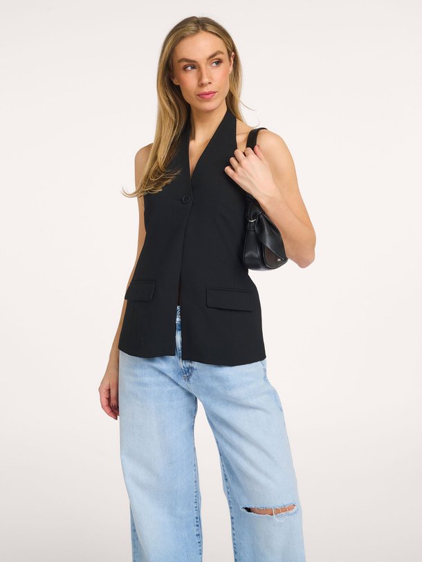 Ontdek de Milan viscosemix halter gilet van My Essential Wardrobe in de kleur Zwart bij Orangebag. Op werkdagen voor 21:45 besteld, morgen in huis.