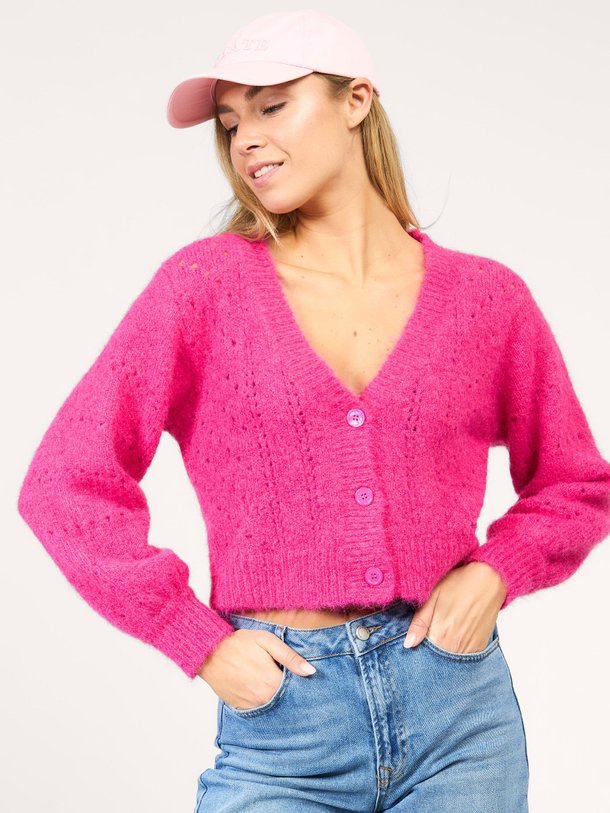 Ontdek de Coralie wolmix vest van Co'Couture in de kleur fuchsia bij Orangebag. Op werkdagen voor 21:45 besteld, morgen in huis.