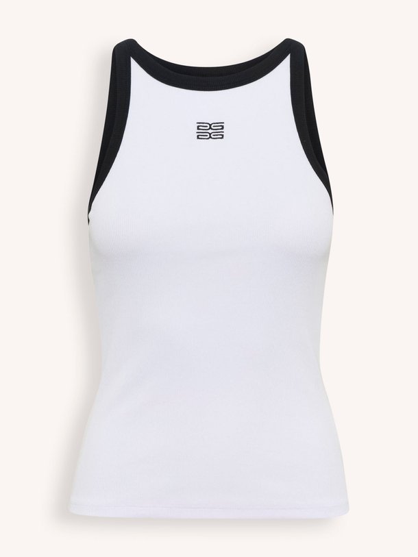 Ontdek de Drew katoenmix rib logo tanktop van Gestuz in de kleur wit bij Orangebag. Op werkdagen voor 21:45 besteld, morgen in huis.