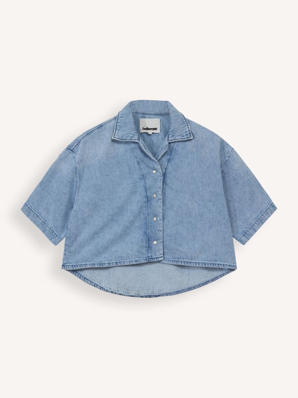 Ontdek de Pool katoen/linnenmix denim blouse van Bellerose in de kleur blauw bij Orangebag. Op werkdagen voor 21:45 besteld, morgen in huis.