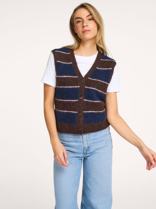 Ontdek de Sajeanne alpacamix gestreept gilet van Samsoe Samsoe in de kleur Donkerbruin bij Orangebag. Op werkdagen voor 21:45 besteld, morgen in huis.