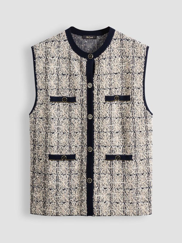 Ontdek de Cadi wolmix bouclé vest met dessin van Mes Demoiselles in de kleur ecru bij Orangebag. Op werkdagen voor 21:45 besteld, morgen in huis.