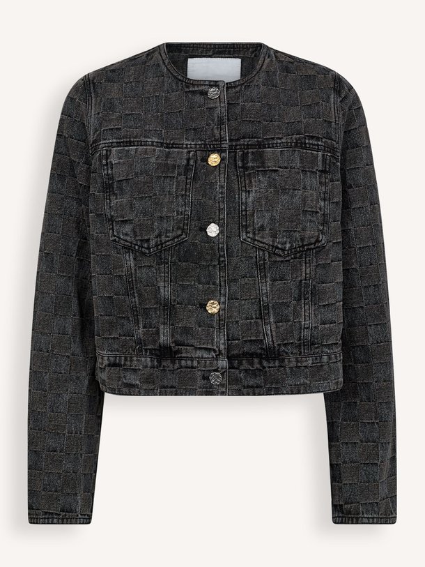 Ontdek de Denim cropped jasje met geruit dessin van Haute L'Amitié in de kleur zwart bij Orangebag. Op werkdagen voor 21:45 besteld, morgen in huis.
