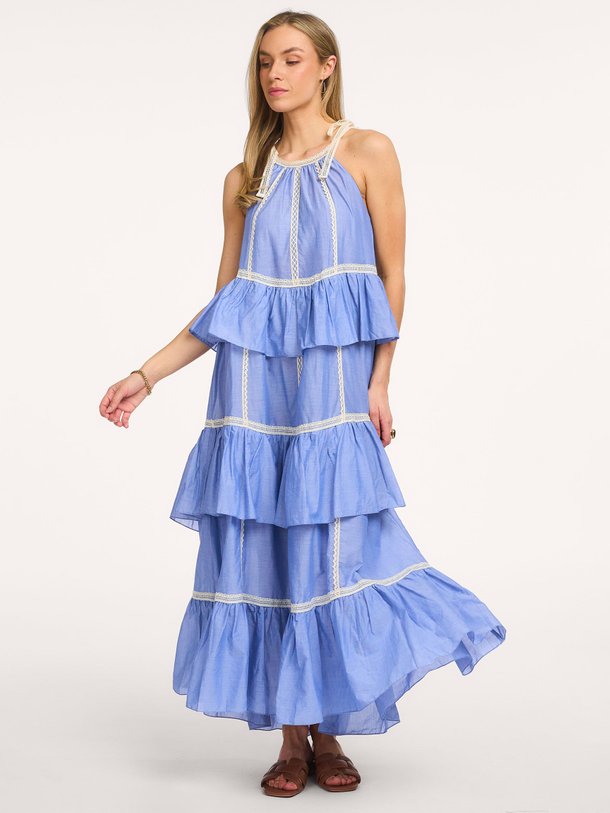 Ontdek de Mirage katoenen maxi jurk van Devotion in de kleur Blauw bij Orangebag. Op werkdagen voor 21:45 besteld, morgen in huis.