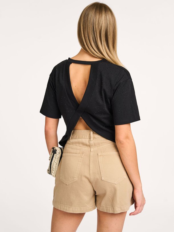 Ontdek de Martisy katoenen strass T-shirt van Suncoo in de kleur zwart bij Orangebag. Op werkdagen voor 21:45 besteld, morgen in huis.