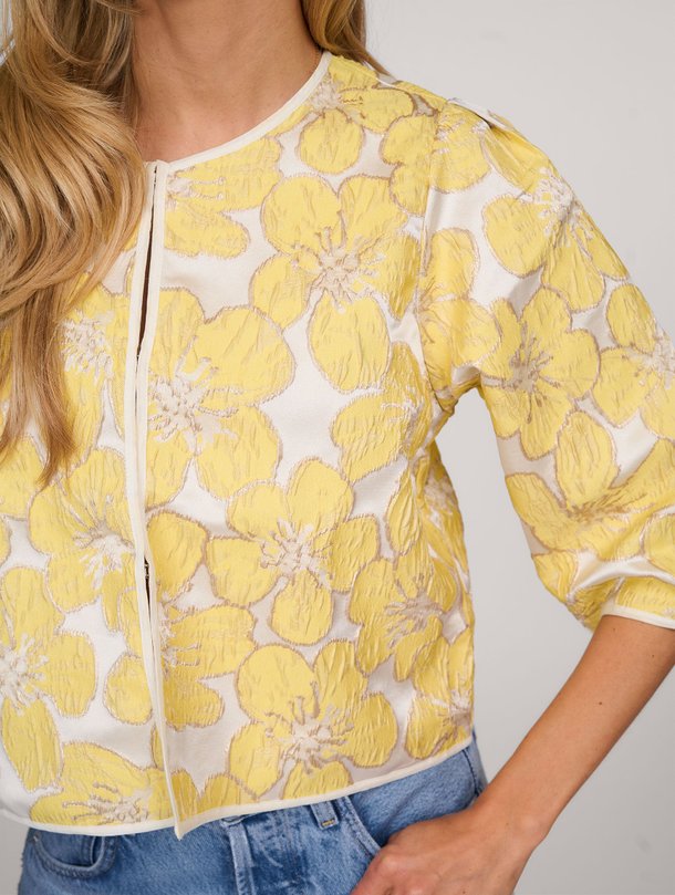 Ontdek de Trine geweven jasje met dessin van Lollys Laundry in de kleur geel bij Orangebag. Op werkdagen voor 21:45 besteld, morgen in huis.