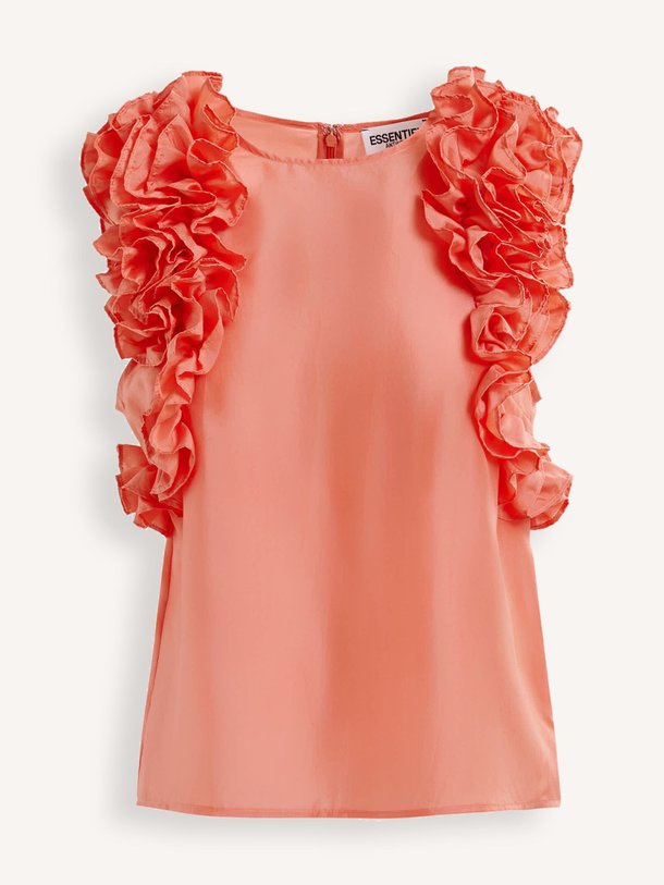 Ontdek de Honour zijden top van Essentiel Antwerp in de kleur koraal bij Orangebag. Op werkdagen voor 21:45 besteld, morgen in huis.