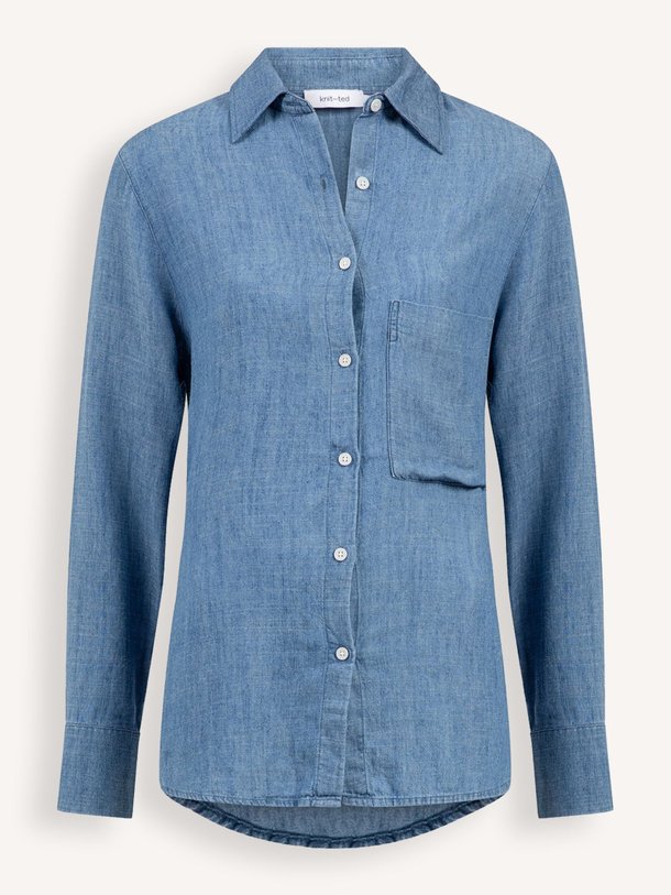 Ontdek de Yvette linnenmix denim blouse van Knit-ted in de kleur blauw bij Orangebag. Op werkdagen voor 21:45 besteld, morgen in huis.