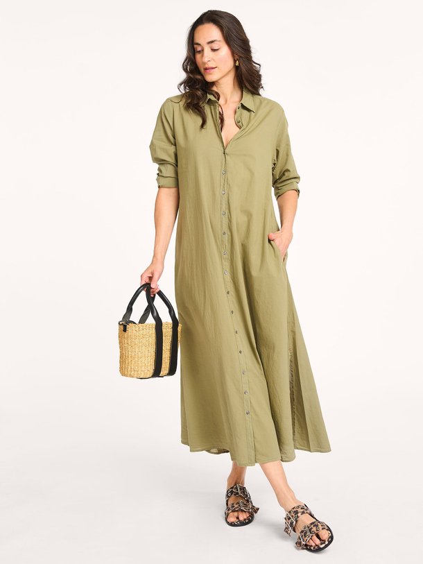 Ontdek de Boden katoenen maxi doorknoopjurk van Xirena in de kleur kaki bij Orangebag. Op werkdagen voor 21:45 besteld, morgen in huis.